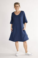 Mona navy linen dress