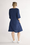 Mona navy linen dress