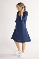 Mona navy linen dress