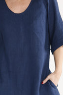 Mona navy linen dress