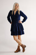 Mythe navy blue velvet dress
