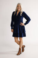 Mythe navy blue velvet dress