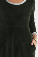 Nille combo green babycord dress