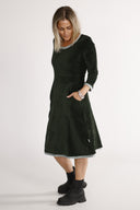 Nille combo green babycord dress