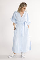 Olga sky-blue linen dress