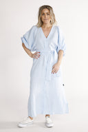 Olga sky-blue linen dress