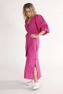 Olga cherry pink linen dress
