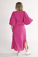 Olga cherry pink linen dress