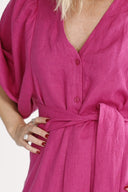 Olga cherry pink linen dress