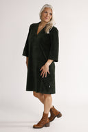 Petra combo green velvet dress