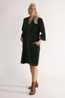 Petra combo green velvet dress