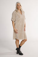 Petra beige velvet dress