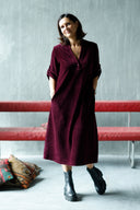 Regine Burgundy Velvet Dress