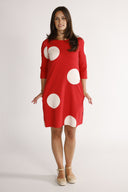 Tara red and cream dress
