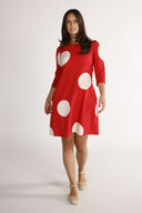 Tara red and cream dress