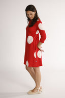 Tara red and cream dress