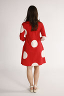 Tara red and cream dress