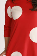 Tara red and cream dress