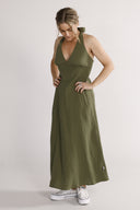 Babette khaki halterneck kjole