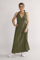 Babette khaki halterneck kjole