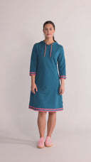 Dagny petrol and coral dress