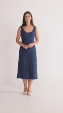 Aurora navy linen dress