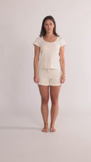 Tori cream-colored shorts