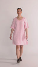Mona light pink linen dress