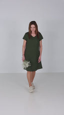 Hannalena combo green linen dress