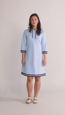 Dagny sky blue and navy blue dress