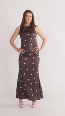 Alma blouse brown and pink polka dot