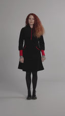 Bianca black red hooded dress dress
