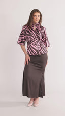 Bekka blouse brown and pink zebra