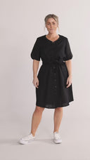 Alberte black linen shirt dress