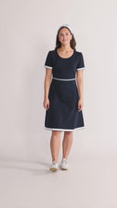 Pauline navy and white dress