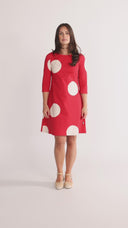 Tara red and cream dress