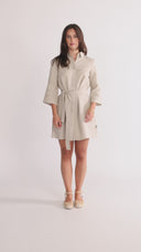 Astrid natural short linen shirt dress