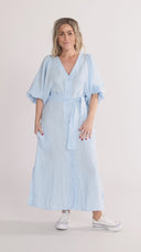 Olga sky-blue linen dress