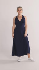 Babette navy halterneck dress