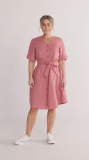 Alberte peach linen shirt dress