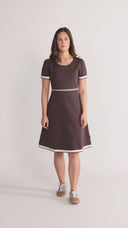 Pauline brown and ecru dress