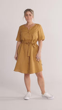 Alberte Nougat Linen Shirt Dress