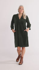 Petra combo green velvet dress