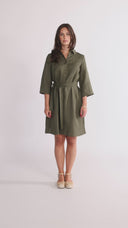 Fay khaki linen shirt dress