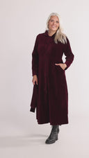 Joy burgundy babycord coat/shirt dress