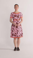 Merete pink brown floral dress