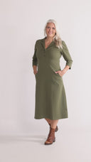Kristine khaki midi-length dress