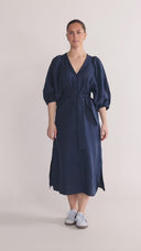 Olga navy linen dress