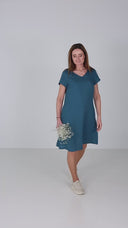 Hannalena petrol blue linen dress