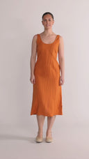 Aurora rust orange linen dress